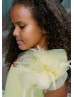 One Shoulder Bright Yellow Tulle Flower Girl Dress